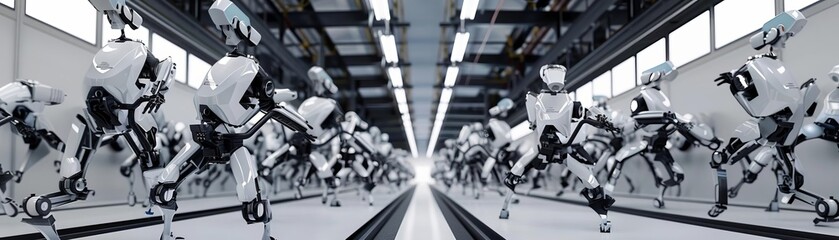 Fototapeta premium 3D Model Abstract Art of Perpetual industrial abstract robot choreography on the assembly line