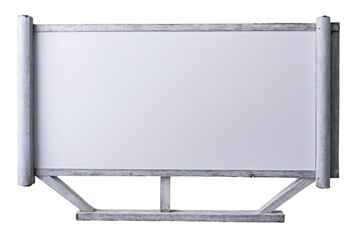Obraz premium This image features an empty metallic outdoor advertising billboard with a blank white background, ideal for mockup png purposes
