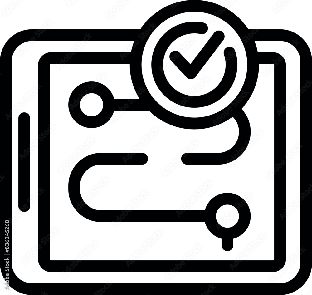 Poster digital project approval checkmark icon for business concept, workflow management, and project valid