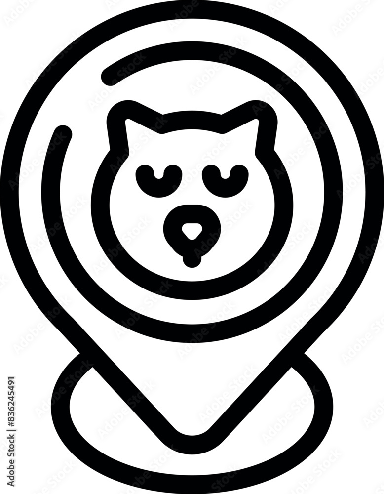 Aufkleber pet location marker icon with black and white vector design for animal tracking and gps navigation s