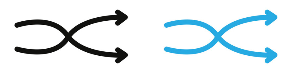 Shuffle arrow icon mark in filled style