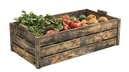 Wooden Basket with Vegetables Inside
