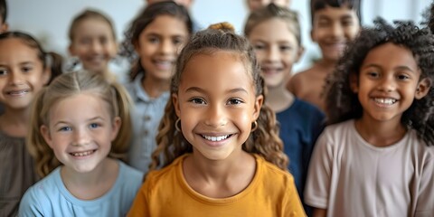 Obraz premium Celebrating Multicultural Unity A Diverse Group of Smiling Children. Concept Cultural Diversity, Unity, Children, Smiling, Multiculturalism