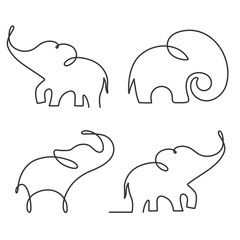 Continuous line art of elephant icon. Modern animals icon design elegance minimalist outline icon.