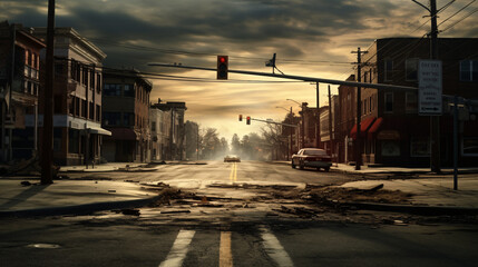 sunset in the city, end of world scenario