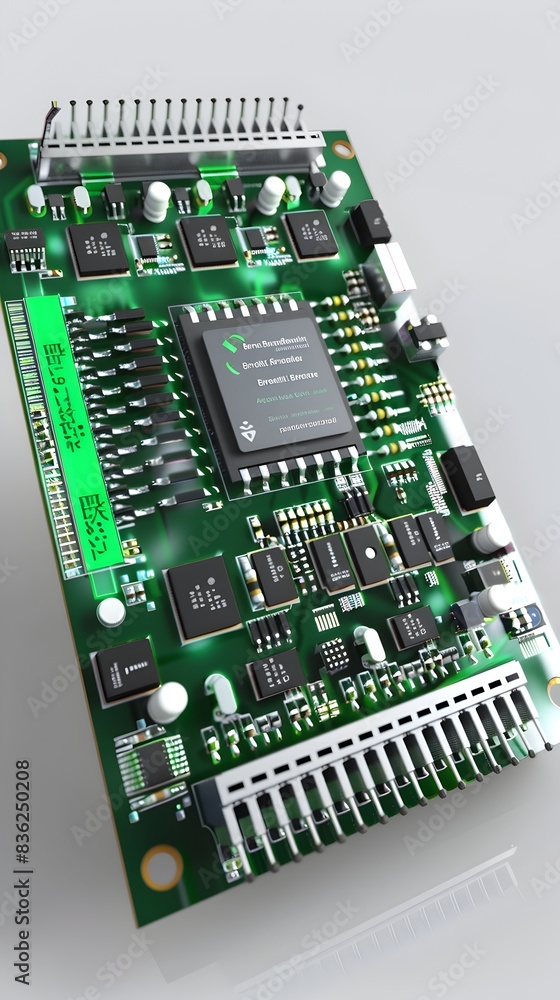 Poster this 3d rendered image showcases an advanced energy efficient computer processor with sleek green ac