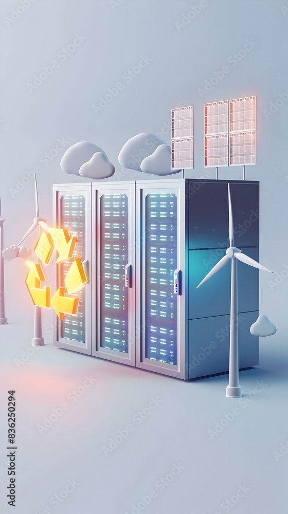 Poster of renewable energy icon an icon representing the concept of renewable energy and its with data serv