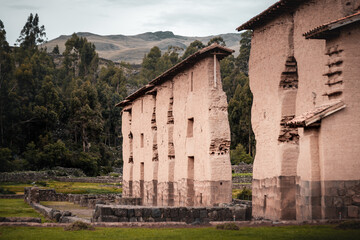 Wiracocha Temple, archaeological site of mud and volcanic stone constructions that were used for...