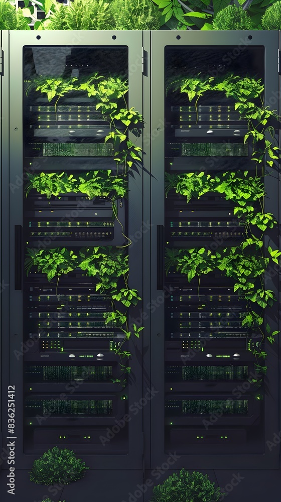 Poster energy efficient data storage unit with green themes in
