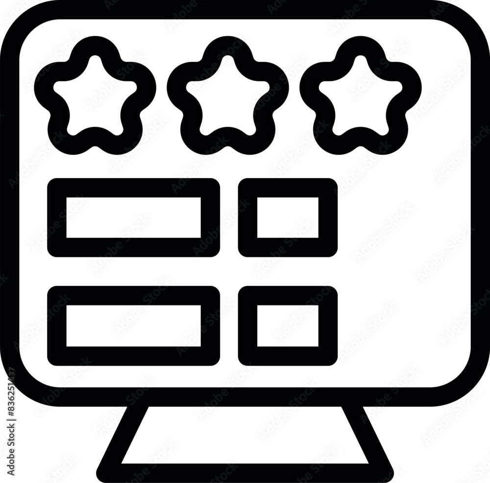 Poster digital vector iconography for displaying customer satisfaction review ratings and feedback on a web