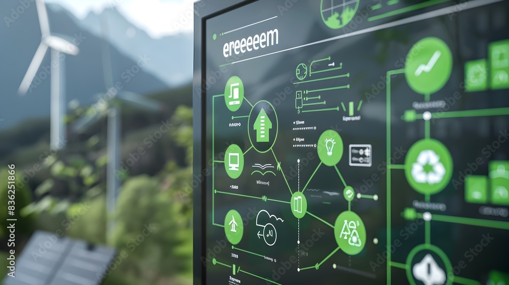 Poster eco friendly energy monitoring system with smart analytics and data visualization