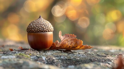 Golden Hour Glow: A Single Hazelnut in Autumnal Light