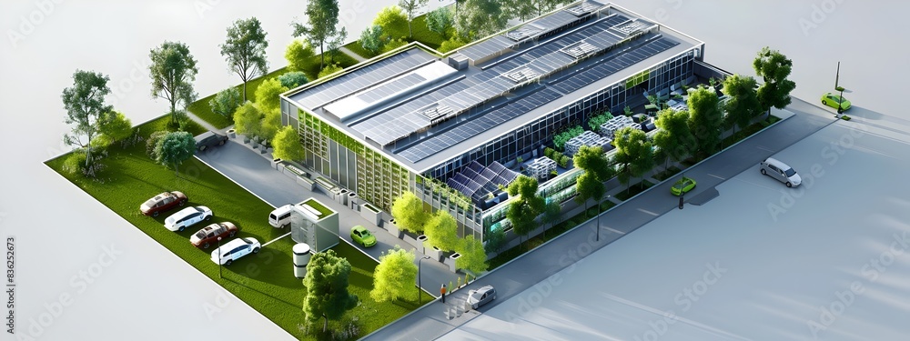Poster sustainable d data center layout with green energy and efficient cooling