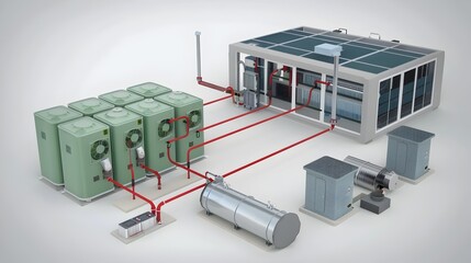 Eco Friendly Cooling System Diagram A Comprehensive 3D of an Energy Efficient HVAC Solution