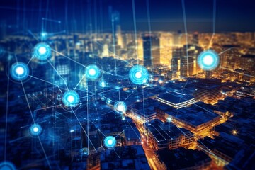 Fototapeta premium Advancing Energy Sustainability with the Smart Grid, IoT, Technology Concept, Background