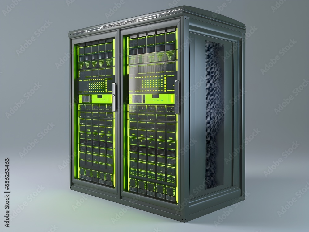 Poster green energy data center icon d render of a sustainable data infrastructure