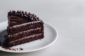 Decadent Slice of Chocolate Cake with Rich Ganache - Indulgent Dessert Treat