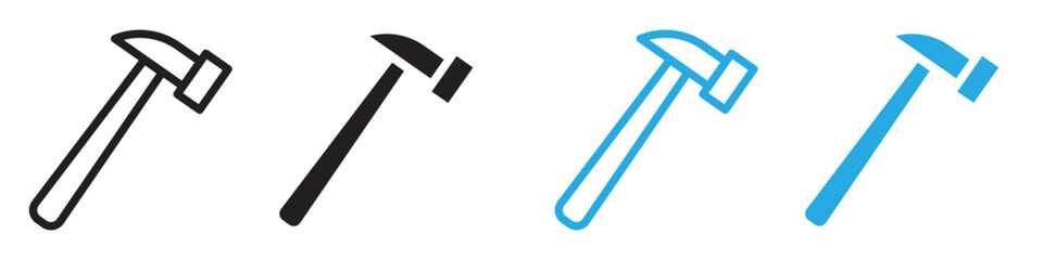 Hammer icon line art vector