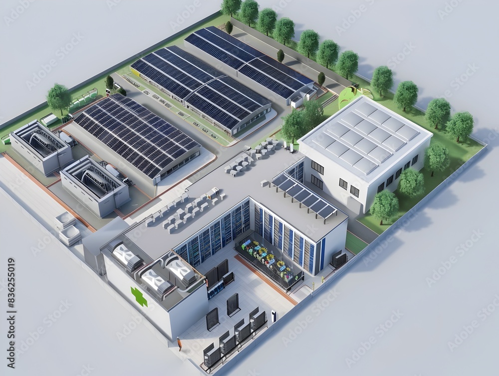 Poster energyefficient d data center layout with ecofriendly symbols