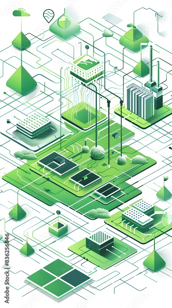 Aufkleber green network infrastructure diagram a of ecofriendly network practices