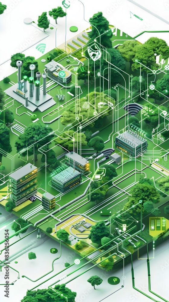 Aufkleber green network infrastructure diagram of ecofriendly network practices