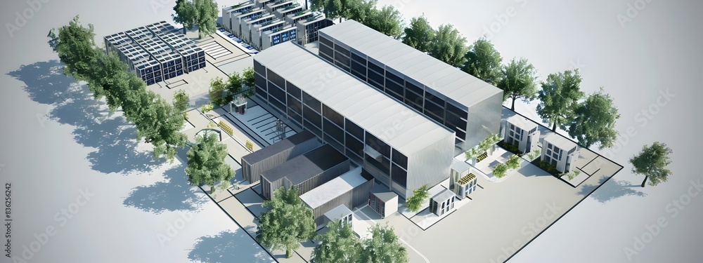 Poster sustainable data center map d rendering of green it infrastructure