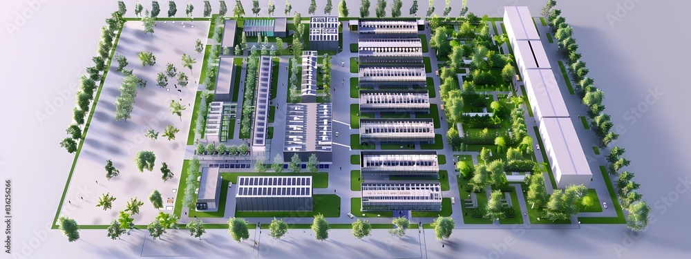 Poster sustainable data center map d rendered layout of green it infrastructure