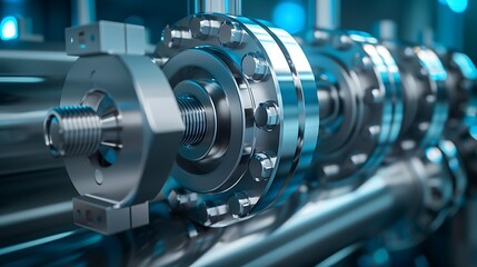 Close-Up of Precision Parts in High-Tech Industrial Machinery