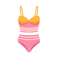 Bright colorful beachwear bathing suit. Fashion casual two pieces swimsuit