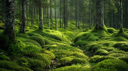 Moss covered landscape photography UHD wallpaper
