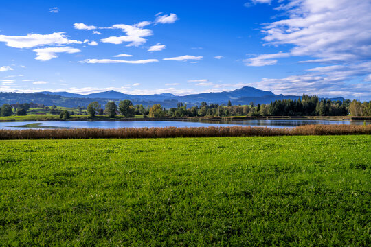 The idyllic lake Sulzberg in the alps of Bavaria
