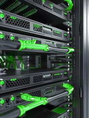 EcoFriendly D Rendered Network Equipment with Green Accents
