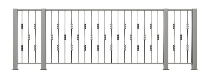 3D illustration showcases a captivating Art Deco balustrade with handrail, featuring intricate decorative ornaments (transparent background).  A stunning architectural detail for your exterior spaces.