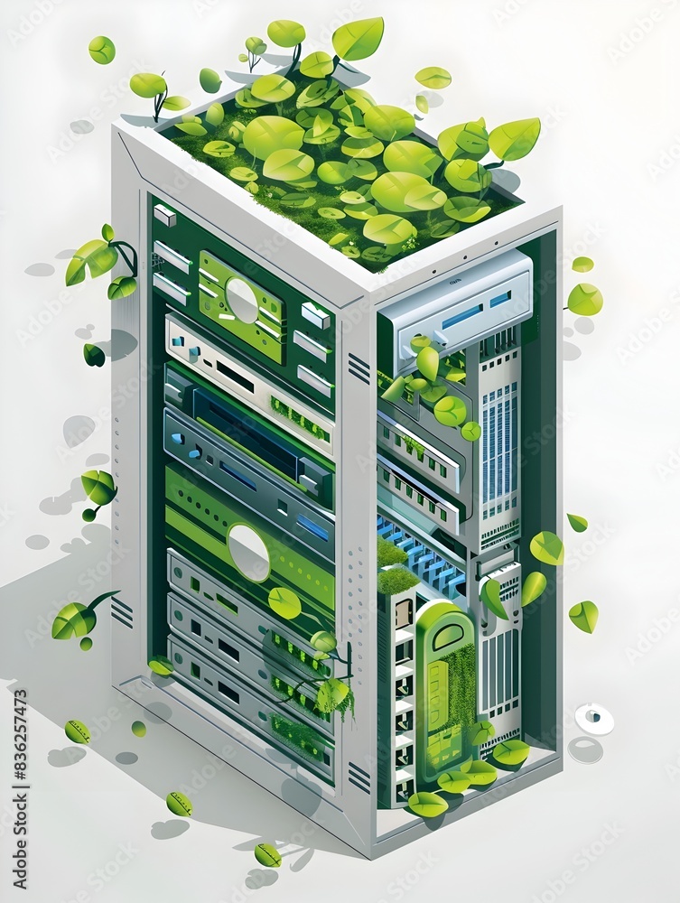 Poster ecofriendly data storage design a modern device with green elements
