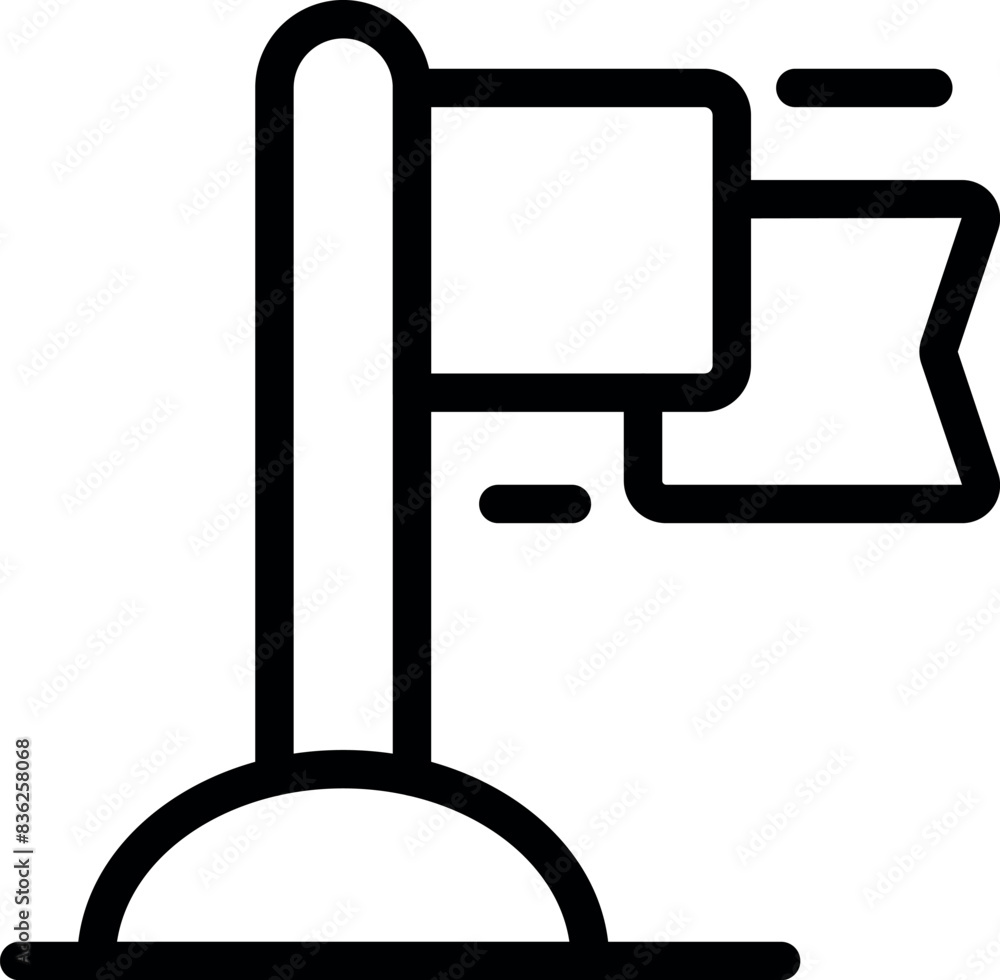 Poster black outline vector icon of a waving flag, perfect for web and app design elements