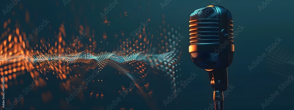 Poster of microphone capturing pure sound waves at different frequencies