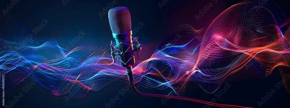 Aufkleber of microphone capturing sound waves at different frequencies