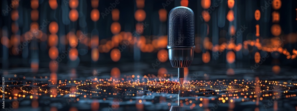 Aufkleber of microphone capturing sound waves at different frequencies