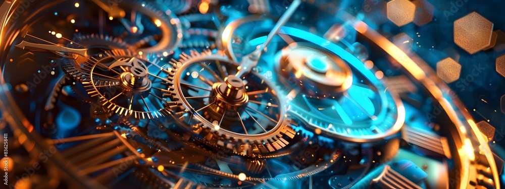 Poster of pendulum clock mechanism in regular oscillation