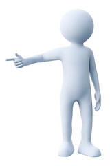 pointing man minimalistic simple 3d illustration isolated on transparent background