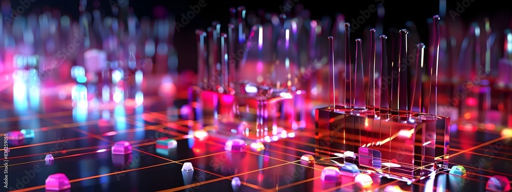 Poster d rendering of crystal oscillator generating precise frequencies