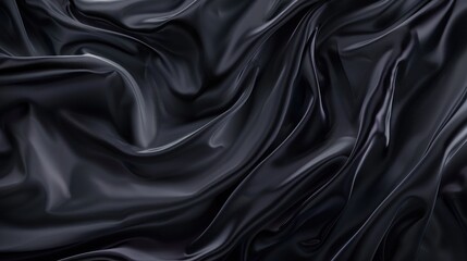Obraz premium Beautiful dark black fabric wave background concept wallpaper AI generated image