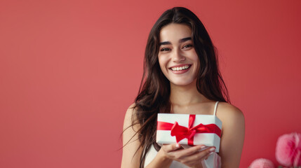 Fototapeta premium kind woman giving present for her parents