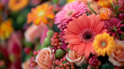 Close-Up of Artistic Floral Arrangement: Showcase the beauty and intricacy of an artistic floral