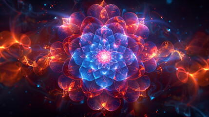 Mystical glowing energy flower in deep space.