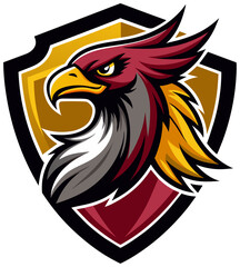 Fototapeta premium Eagle head logo shield esport mascot vector design