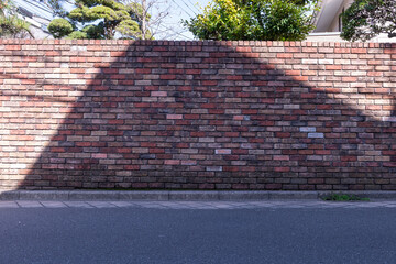 street wall background ,Industrial background, empty grunge urban street with warehouse brick wall