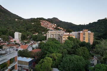Sunrise over the favelas of Rio De Janeiro Brazil