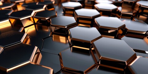 Fototapeta premium Abstract Geometric Pattern of Black and Gold Hexagons