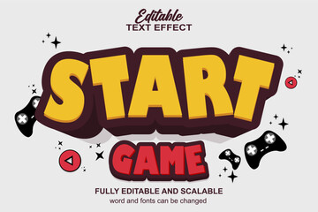 START GAME 3D EDITABLE TEXT EFFECT VECTOR FILE
